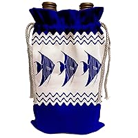 3dRose Navy blue and white fish coastal beach decor - Wine Bags (wbg_333412_1)