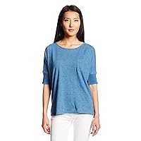 Splendid Women's Indigo-Dye Dolman Half Sleeve Pocket Tee Shirt