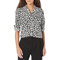 Foxcroft Women's Lucca Long Sleeve Leopard Flowers Blouse