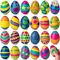 JOYIN 24 PCS Colorful and Squishy Toy Eggs for Easter Eggs Hunt, Slow Rising Stress Relief Super Soft Squeeze Easter Eggs, Easter Basket Stuffer, Assorted Colors, Party Favors