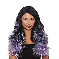 Dreamgirl Women's Long Curly Ombré Three-Piece Hair Extensions, Gun Metal/Lavender, One Size
