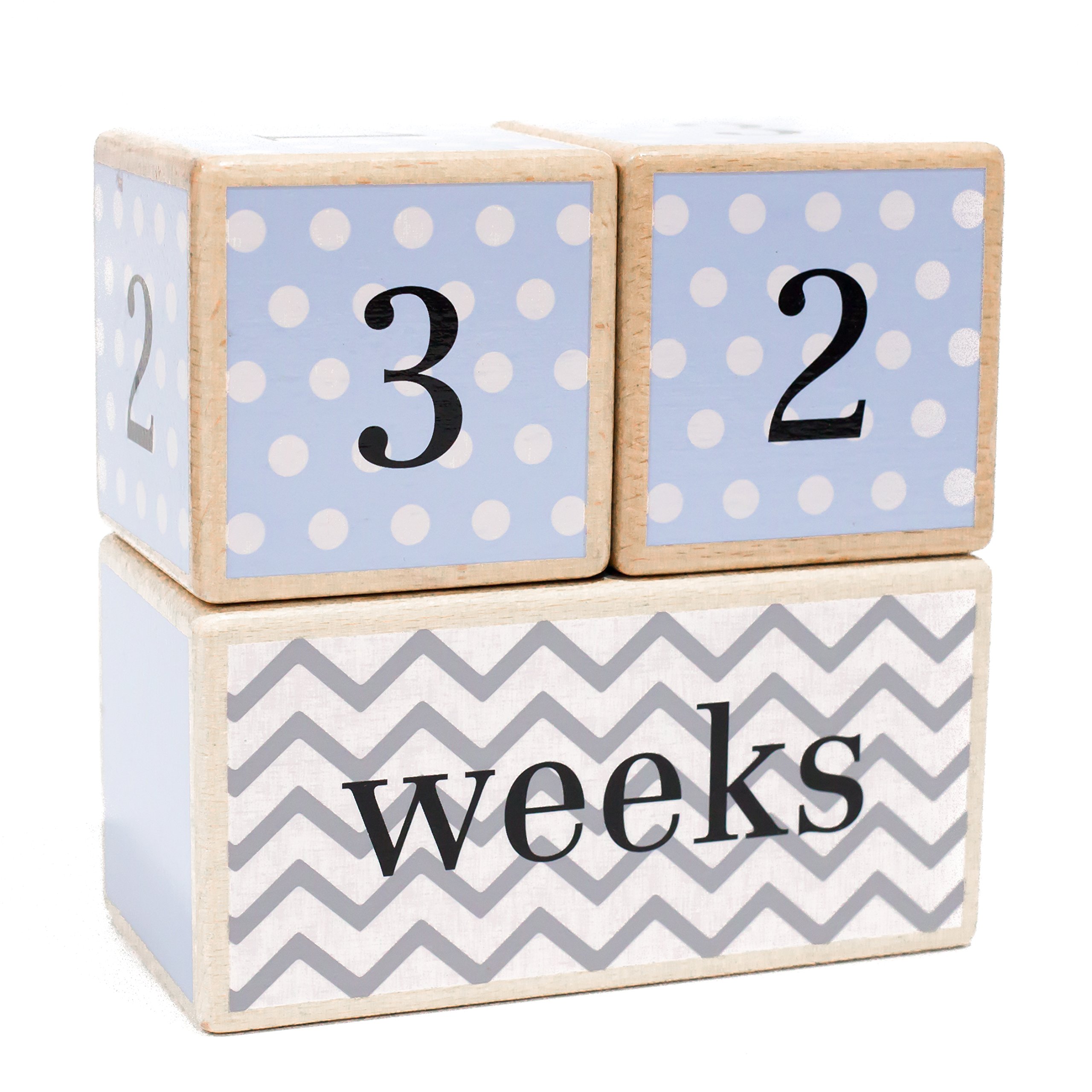 Solid Wood Milestone Age Blocks in Blue. Baby Age Photo Blocks and Photo Props…