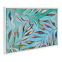 Kate and Laurel Sylvie A Tranquil Moment Framed Canvas Wall Art by Jessi Raulet of Ettavee, 23x33 White, Vibrant Colorful Botanical Art for Wall Home Decor