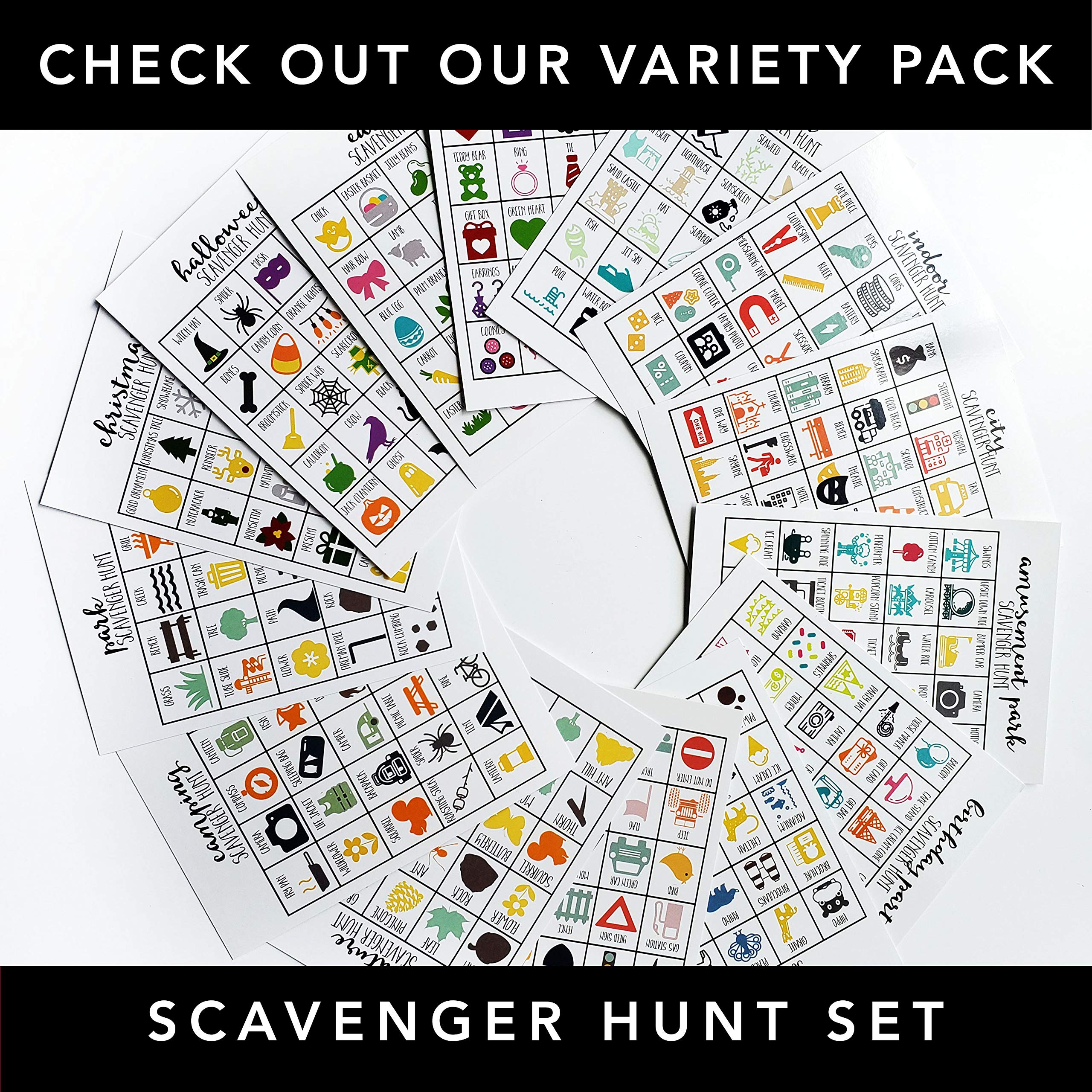 Camping Scavenger Hunt Game for Kids, Set of 10, Camping Party Game, Outdoor Game, Dry Erase (10 markers included)