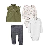 Simple Joys by Carter's baby-girls 4-piece Bodysuit and Vest Set