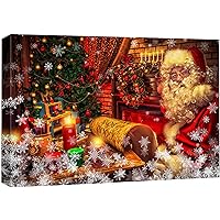 wall26 Canvas Print Wall Art Christmas Tree Lights Santa Claus Celebrations & Holidays Decorative Illustrations Modern Art Scenic Colorful Multicolor Warm for Living Room, Bedroom, Office - 12
