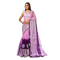 Elina fashion Cotton Silk Sarees For Women Indian Party Wear Sequins Saree Sari & Unstitched Blouse
