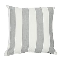Square Striped Cotton, Grey Pillow Cover 20