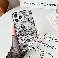 XIZYO for iPhone 14 Pro Max Case 6.7 Inch Cute Phone Case Floral Rose Aesthetic Flower Clear Case for Women Girls Slim Pattern Anti-Yellow Shockproof Protective TPU Bumper Case, Black