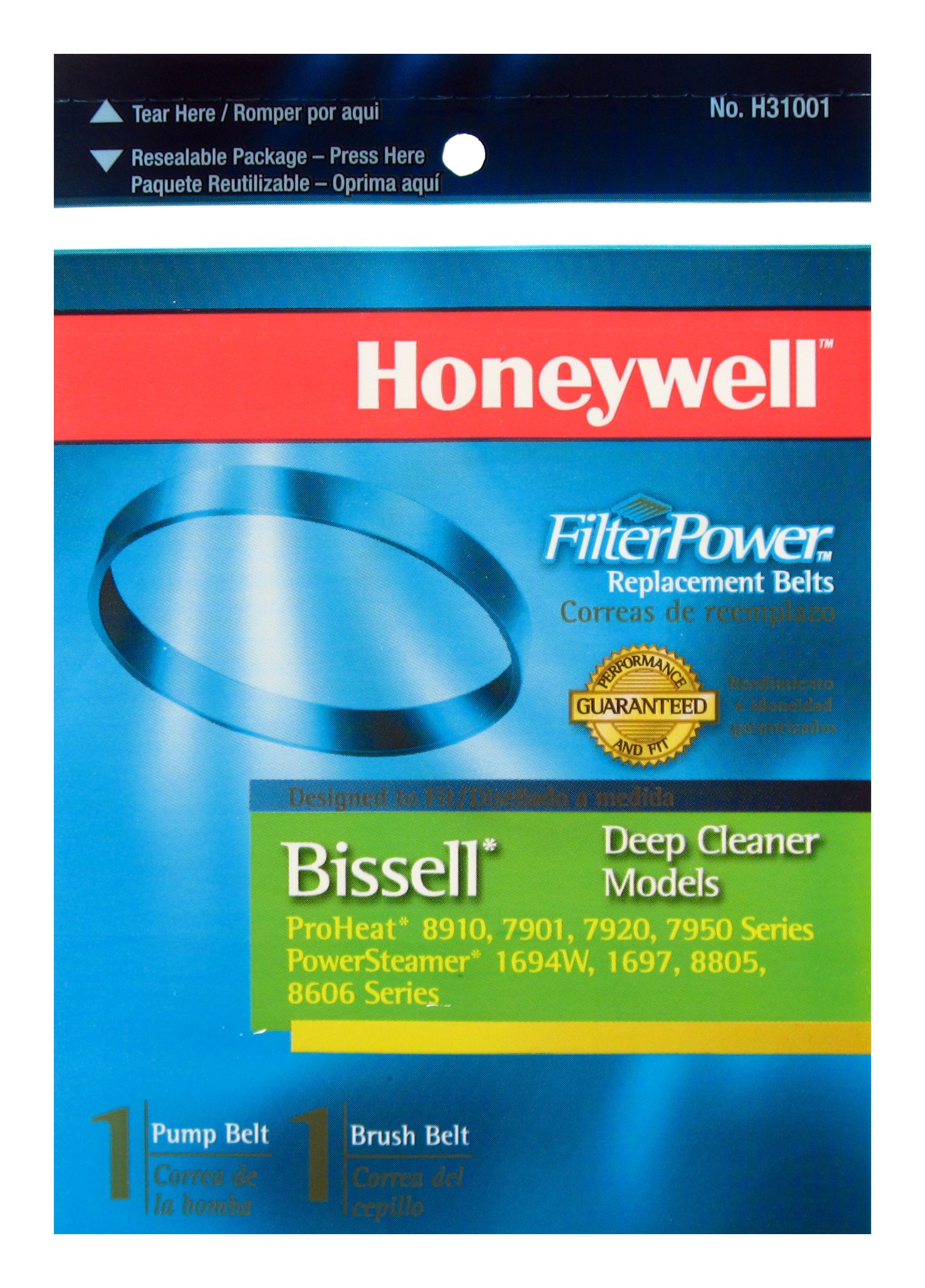 Honeywell H31001 Bissell Deep Cleaner Models; Contains 1 Pump Belt and 1 Brush Belt
