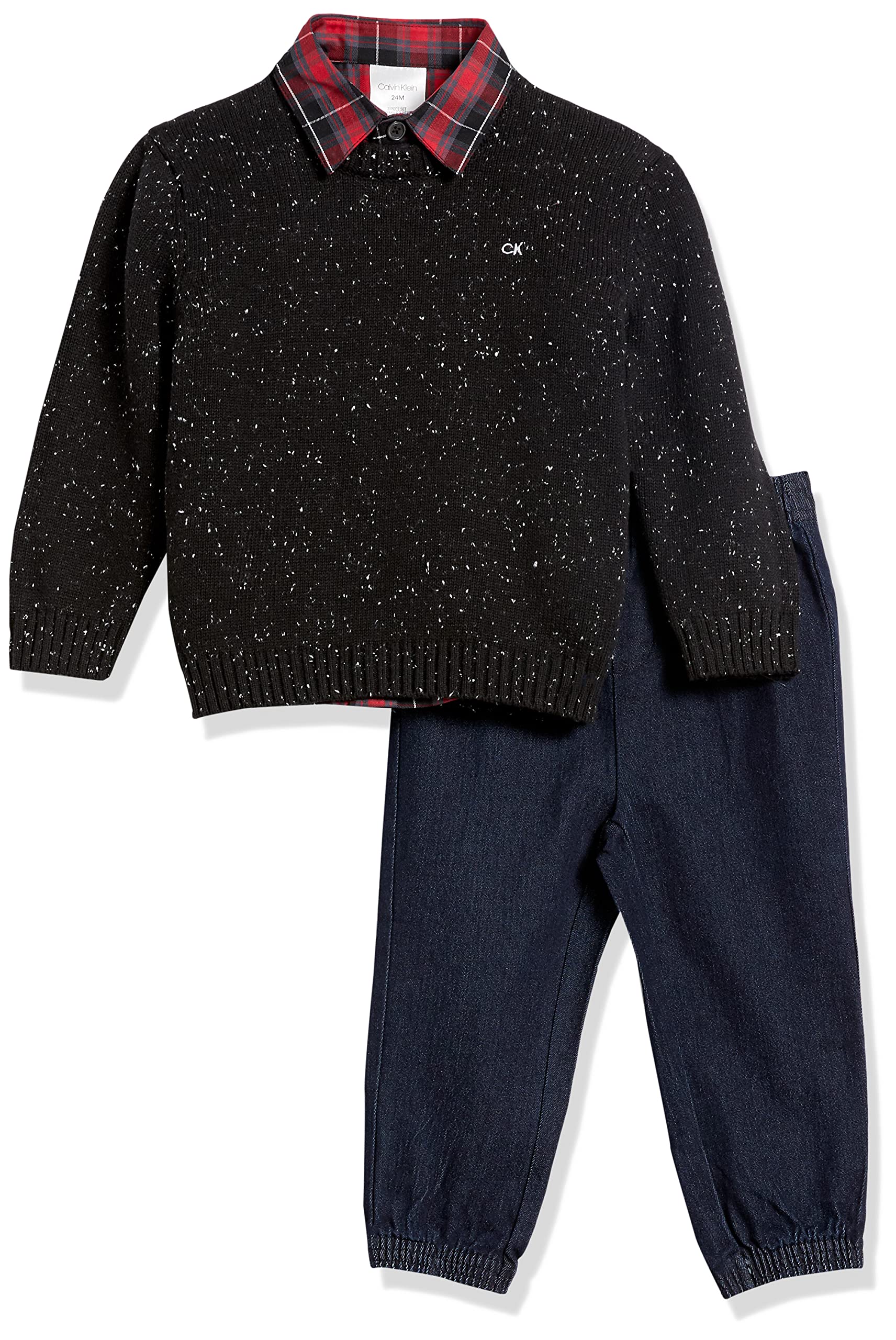 Calvin Klein baby-boys 3-piece Sweater Set With Matching Button-down Shirt and Pants