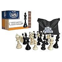 WE Games Triple Weighted Plastic Staunton Chessmen, Black & Cream - 3.75 in King