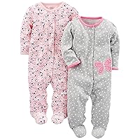 Baby Girls' 2-Pack Cotton Snap Footed Sleep and Play
