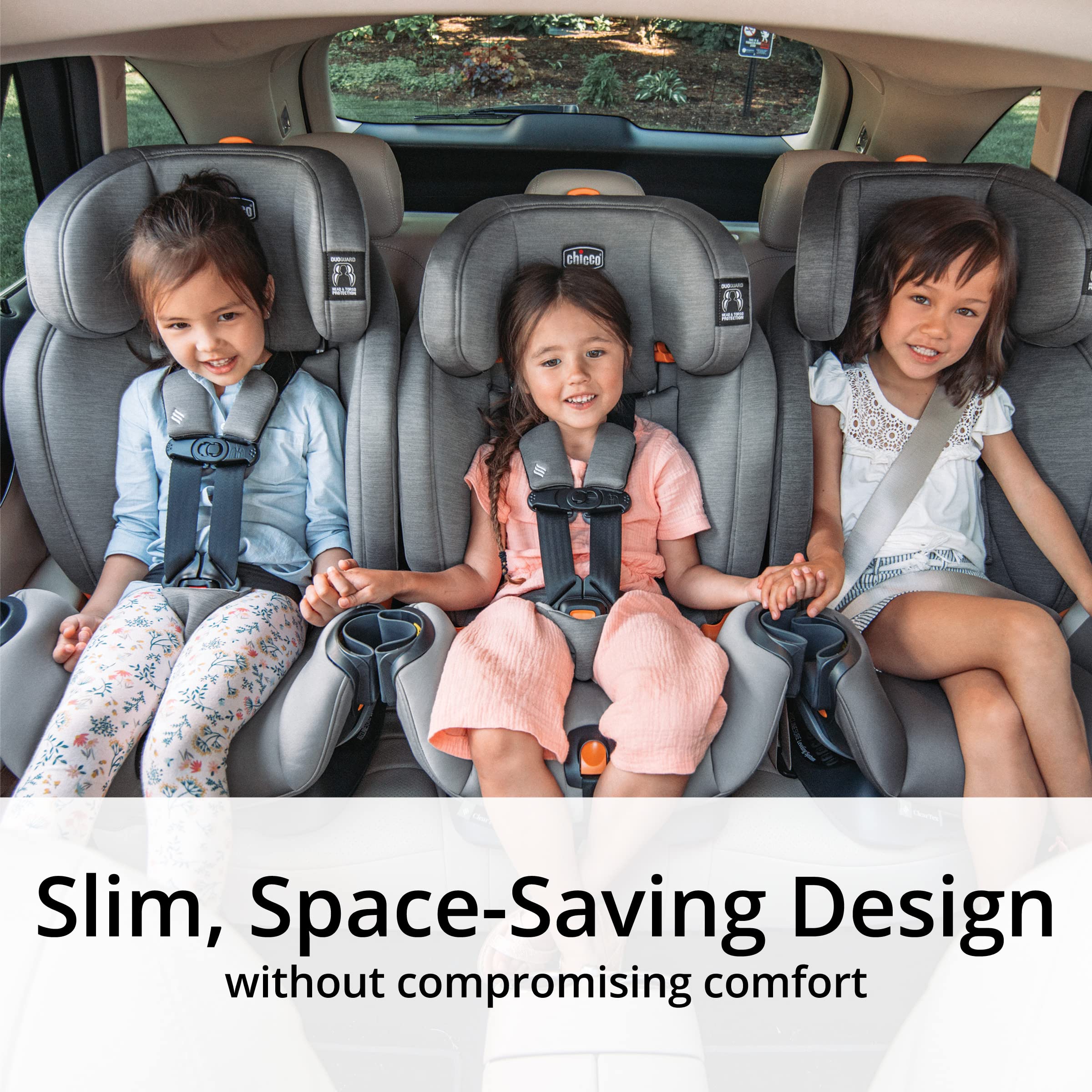 Chicco OneFit ClearTex Slim All-in-One Car Seat, Rear-Facing Seat for Infants 5-40 lbs., Forward-Facing Car Seat 25-65 lbs., Booster 40-100 lbs., Convertible Car Seat | Drift/Grey