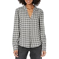 PAIGE Women's Josslyn Shirt Cozy Button up Slightly Oversized, Grey Multi-Queens Plaid, XL