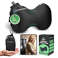 Inflatable Lumbar Pillow for Airplane Travel - Inflatable Travel Pillow - Inflatable Back Pillow - Inflatable lumbar support - Suitable for Men and Women of all Ages - (FREE TRAVEL EBOOK)