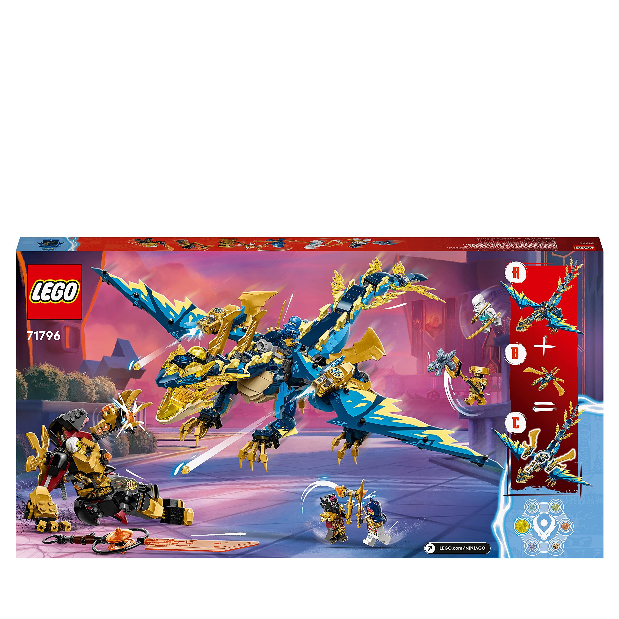 LEGO 71796 Ninjago The Elephant Dragon Against The Empress Robot, Large Construction Toy with Figures and 6 Ninja Minifigures, Collectible Set, Children's Gift