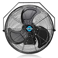 Tornado 18 Inch Outdoor IPX4 Water-Resistant High Velocity Metal Industrial Wall Mount Fan For Commercial, Industrial, Residential, Greenhouse Use 3 Speed 1/6 HP 6.6 FT Cord UL Safety Listed