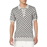 Karl Lagerfeld Paris Men's All Over Logo Sweater Polo Cotton