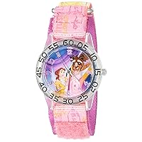 Disney Girl's 'Belle' Quartz Plastic and Nylon Watch, Color:Pink (Model: W002928)