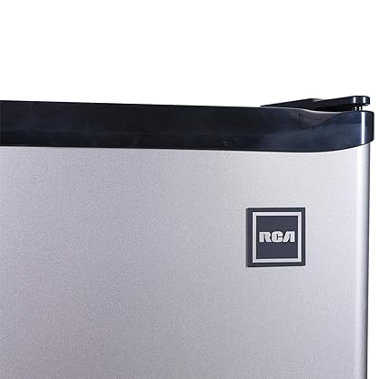 RCA RFR322 Mini Refrigerator, Compact Freezer Compartment, Adjustable Thermostat Control, Reversible Door, Ideal Fridge for Dorm, Office, Apartment, Platinum Stainless, 3.2 Cubic Feet