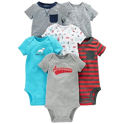 Simple Joys by Carter's Baby Boys' Short-Sleeve Bodysuit, Pack of 6