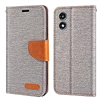 for Motorola Moto G Play 5G 2024 Case, Oxford Leather Wallet Case with Soft TPU Back Cover Magnet Flip Case for Motorola Moto G Play 5G 2024 Grey