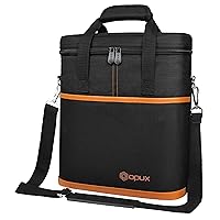opux 3 Bottle Wine Carrier Tote, Insulated Leakproof Wine Cooler Bag, Wine Travel Bag Tote for Picnic BYOB Beach, Portable Wine Bottle Carrying Case, Gift for Wine Lover Women Men Christmas, Brown