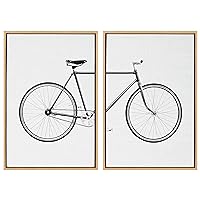 Kate and Laurel Sylvie Bicycle Framed Canvas Wall Art by SImon Te of Tai Prints, Set of 2, 23x33 Natural, Whimsical Wall Decor