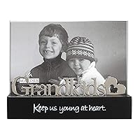 Malden International Designs Grandkids Desktop Expression with Silver Word Attachment Picture Frame, 4x6, Black