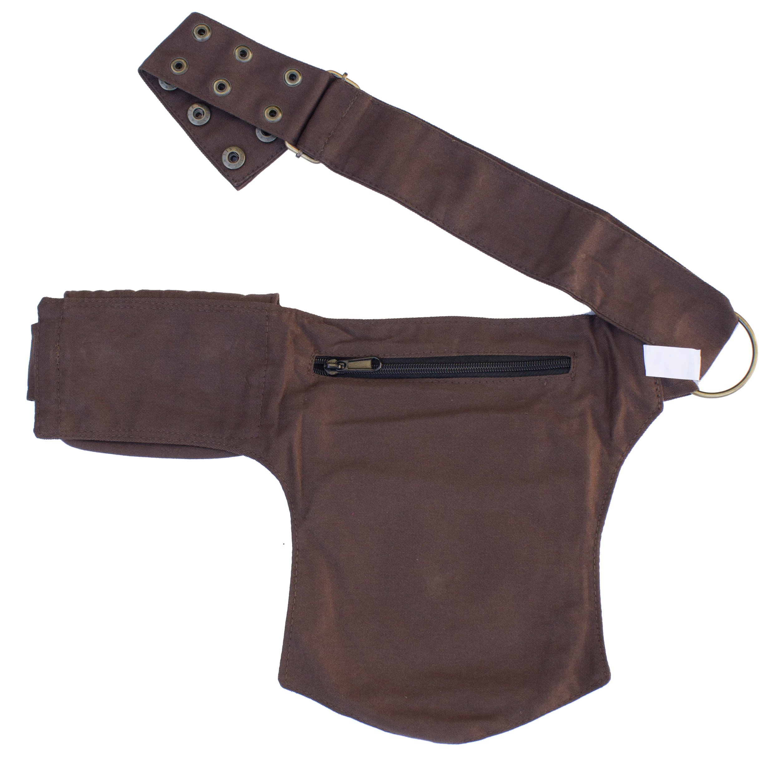 Renaissance Faire Festival Lace Fannypack Waistbag Cotton Utility Hip Belt-Brown-One Size