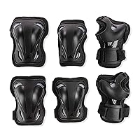 Rollerblade Skate Gear 3 Pack Protective Gear, Knee Pads, Elbow Pads and Wrist Guards, Inline Skating, Multi Sport Protection, Unisex, Black