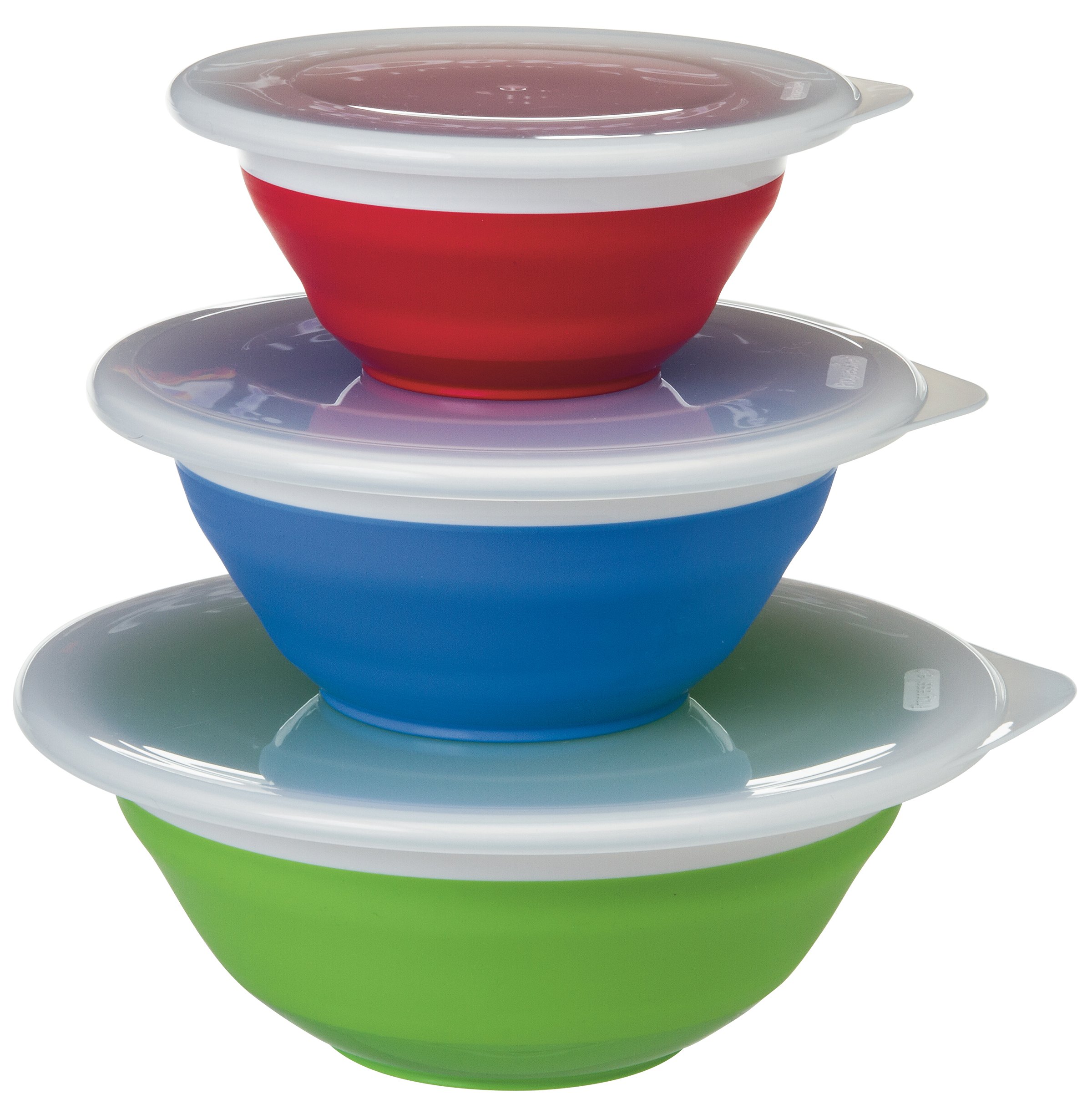 Progressive Prepworks Thinstore Collapsible Prep/Storage Bowls with Lids - Set of 3,Multicolored