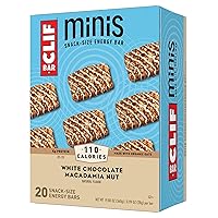 CLIF BAR Minis - White Chocolate Macadamia Nut Flavor - Made with Organic Oats - 4g Protein - Non-GMO - Plant Based - Snack-Size Energy Bars - 0.99 oz. (20 Pack)