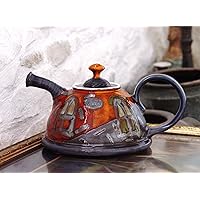 Colorful Handmade Ceramic Teapot - Danko Pottery - Unique Clay Tea Pot with Hand Painted Decoration - Kitchen and Dining Gift (Capacity: 800ml / 27 oz)