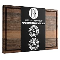 Made in USA - Extra Large Walnut Wood Cutting Board - Brisket and Turkey Carving Board - Reversible with Juice Groove (Walnut, 24inx18inx1in)