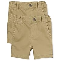 The Children's Place Baby Boys' and Toddler Chino Shorts, Flax 2-Pack