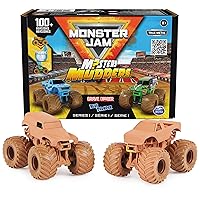 Monster Jam, Mystery Mudders 2-Pack Monster Trucks, Official 1:64 Grave Digger and Blue Thunder Die-Cast Vehicles, Wash to Reveal (Styles Will Vary)