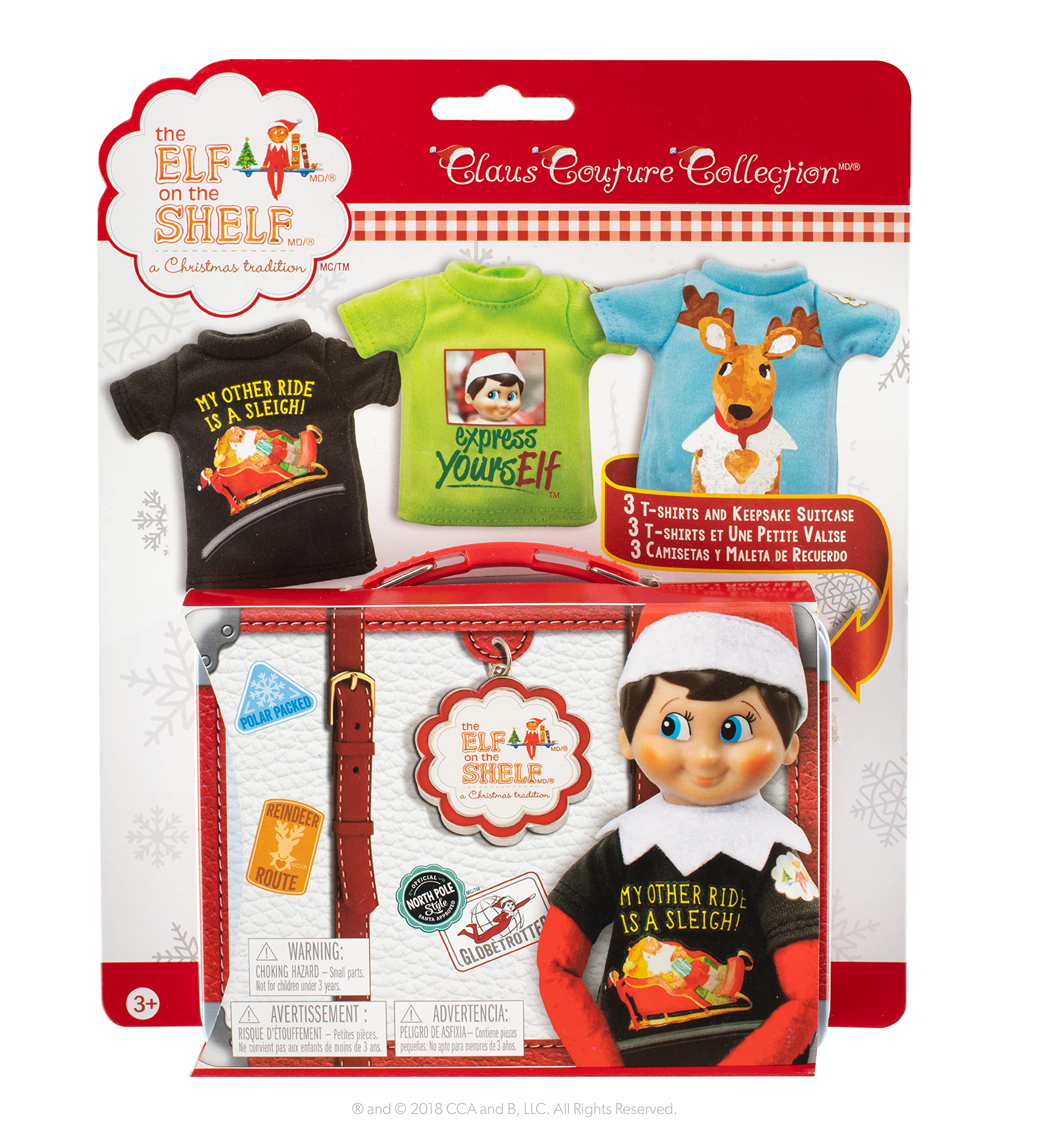 The Elf on the Shelf Clothing Set - 3 Tshirt Value Pack and Carrying Case - Three Stylish Tees For Boy Elf or Girl Elf