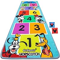 Disney Mickey and Friends 6.5 ft Hopscotch Rug by GoSports - Indoor/Outdoor Playroom Game for Kids