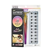 KISS imPRESS Falsies False Eyelashes, Lash Clusters, Spiky', 16 mm, Includes 20 Clusters, 1 applicator, Contact Lens Friendly, Easy to Apply, Reusable Strip Lashes