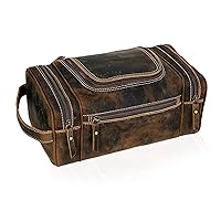 VC VINTAGE COUTURE Leather Toiletry Bag for Men Extra Large Leather Men's Toiletry Bag for Traveling Real Leather Dopp Kit for Men Leather Shaving Bag for Travel