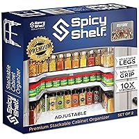 3.0 - Expandable 2 Tiered Spice Rack Organizer for Cabinet & Pantry - Kitchen Seasoning Organizer - Cabinet Spice Racks for Inside Cabinets (Spicy Shelf Premium) - Home Organization