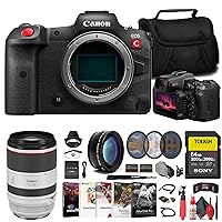 Canon EOS R5 C Mirrorless Cinema Camera (5077C002) + Canon 70-200mm Lens (3792C002) + Sony 64GB Tough SD Card + Filter Kit + Color Filter Kit + Lens Hood + Bag + LPE6 Battery + More (Renewed)