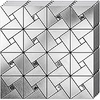 HomeyMosaic 10-Sheet Peel and Stick Backsplash Tile Stick on Kitchen Fireplace Bathroom Windmill Glass in Brushed Silver