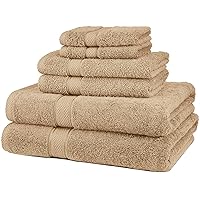 Amazon Brand – Pinzon 6 Piece Blended Egyptian Cotton Bath Towel Set - Driftwood