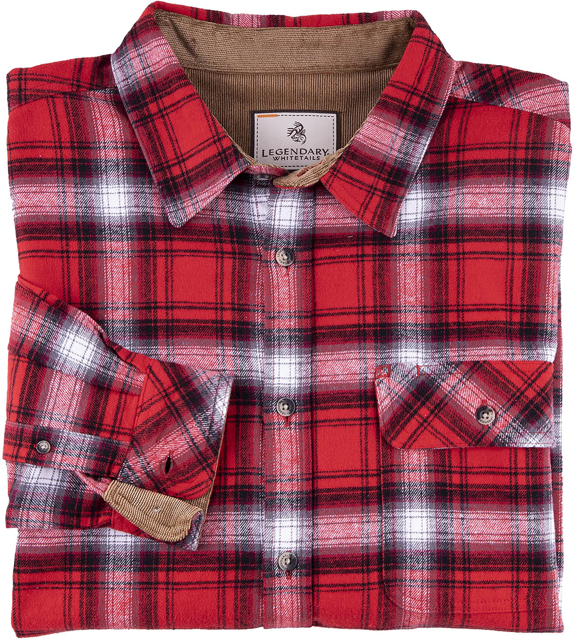 Legendary Whitetails Men's Buck Camp Flannel Shirt, Racing Red Plaid