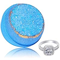 Bath Bomb with Size 8 Ring Inside Blue Geode Extra Large 10 oz. Made in USA