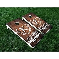 Full Set of Board and Bags - Distressed Custom Wedding Set 3 Wedding Day Marriage Last Name Couple Cornhole WRAP Set Vinyl Board Decal Baggo Bag Toss Boards * Made in The USA *