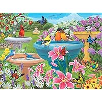 Bits And Pieces - 500 Piece Jigsaw Puzzle for Adults- ‘Birdbath Haven’ - 500 pc Large Piece Jigsaw Puzzle by Artist Kathy Bambeck - 18” x 24”